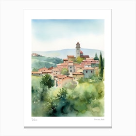 Vinci, Tuscany, Italy 3 Watercolour Travel Poster Canvas Print