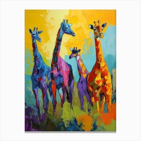 Geometric Giraffe Family 4 Canvas Print