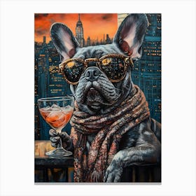 City Dog At Rooftop Bar 2 Canvas Print