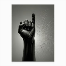 Black Hand With Finger Up Canvas Print