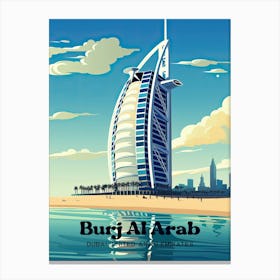 Burj Al Arab Hotel Dubai Beach Art Illustration Canvas Print