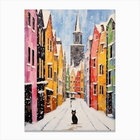 Cat In The Streets Of Nuremberg   Germany With Now 3 Canvas Print