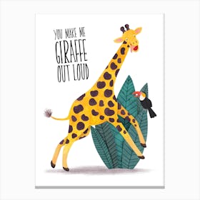 Laughter quote Giraffe Fy Canvas Print