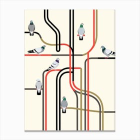 Pigeons On A Train Canvas Print