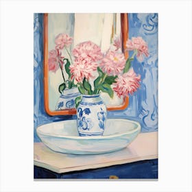 Bathroom Vanity Painting With A Peony Bouquet 4 Canvas Print