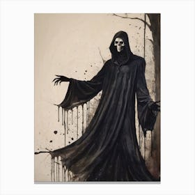 Dance With Death Skeleton Painting (30) Canvas Print