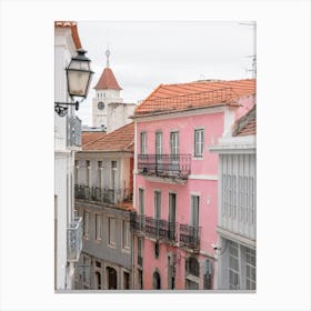Pastel Charm Lisbon S Pink Facade Canvas Print