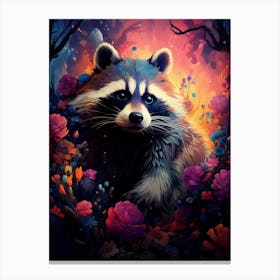 Raccoon In The Forest Canvas Print