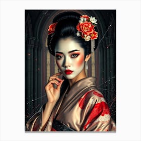 Geisha in Catherdral - Glossy Portrait Canvas Print