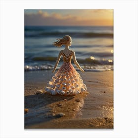 Seashell Girl On The Beach Canvas Print