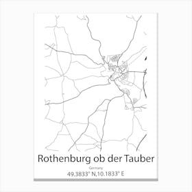 Rothenburg Ob Der Tauber,Germany Minimalist Map Canvas Print