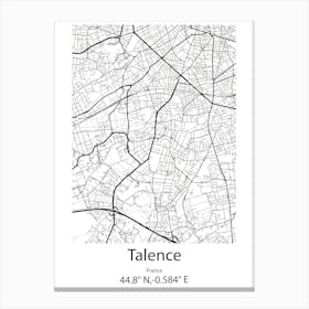 Talence,France Minimalist Map Canvas Print