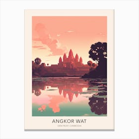 The Angkor Wat Siem Reap Cambodia Travel Poster Canvas Print
