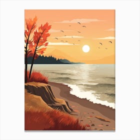 Autumn , Fall, Landscape, Inspired By National Park in the USA, Lake, Great Lakes, Boho, Beach, Minimalist Canvas Print, Travel Poster, Autumn Decor, Fall Decor 21 Canvas Print