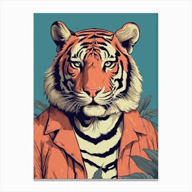 Tiger Illustrations Wearing A Red Jacket 5 Canvas Print