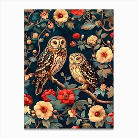 Owls On A Branch Canvas Print