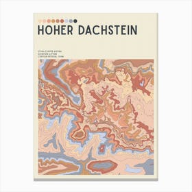 Hoher Dachstein Austria Topographic Contour Map Canvas Print