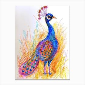 Peacock Squiggle Portrait 1 Canvas Print