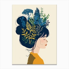 Girl With Plants In Her Head Canvas Print