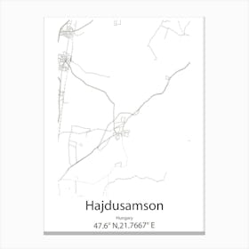 Hajdusamson,Hungary Minimalist Map Canvas Print