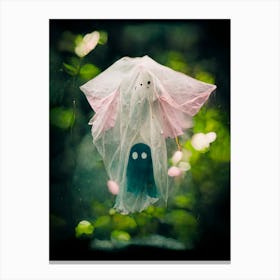 Pink Bedsheet Ghost In The Forest Photo Canvas Print