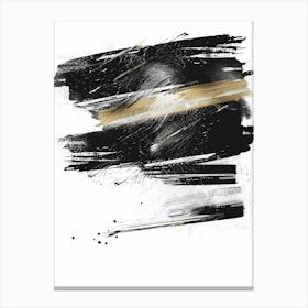 Black And Gold Brush Strokes 15 Canvas Print