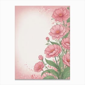 Pink Flowers On A Pink Background Canvas Print