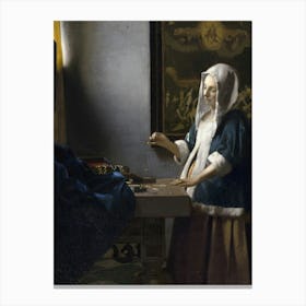 Johannes Vermeer Woman Holding A Balance Canvas Print