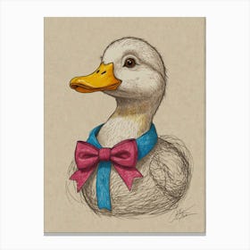 Duck With Bow Tie Canvas Print