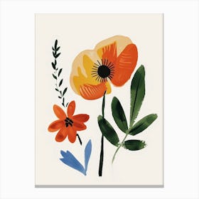 Painted Florals Poppy 1 Canvas Print