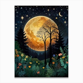 Full Moon In The Forest 1 Canvas Print