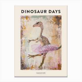 Dinosaur Dancing In A Tutu Poster 1 Canvas Print