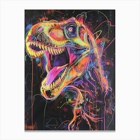 Chalk Neon T Rex Roaring Canvas Print