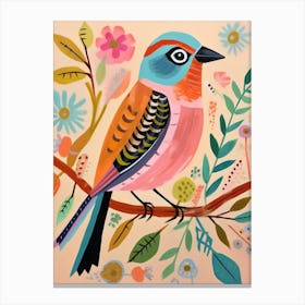 Pink Scandi Sparrow 4 Canvas Print