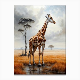 Giraffe Chalk Style Canvas Print