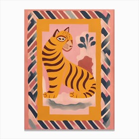 Pink Folk Tiger 3 Canvas Print