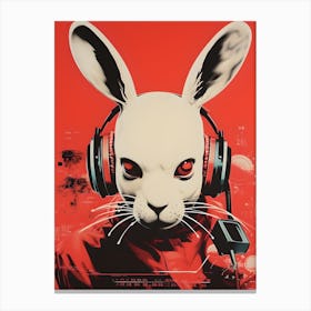 DJ Rabbit Retro Style Rave Poster Canvas Print