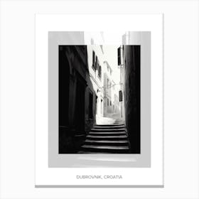 Poster Of Dubrovnik, Croatia, Black And White Old Photo 3 Canvas Print