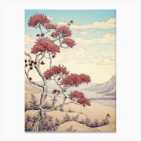 Omurasaki Japanese Aster 1 Vintage Japanese Botanical Canvas Print