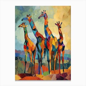 Geometric Warm Tone Giraffes 1 Canvas Print