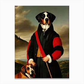 Greater Swiss Mountain Dog Renaissance Portrait Oil Painting Canvas Print