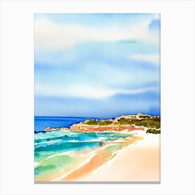 Cala Varques Beach, Mallorca, Spain Watercolour Canvas Print