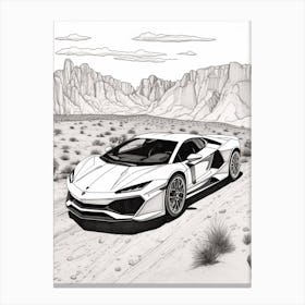 Lamborghini Huracan Desert Line Drawing 4 Canvas Print