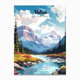 Yoho National Park Canada Mountain Modern Travel Illustration Canvas Print