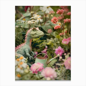 Pastel Toy Dinosaur In The Garden 2 Canvas Print