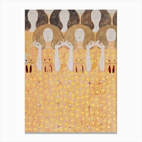 Gustav Klimt S Beethoven Frieze, Secession Building With Black Cats Canvas Print
