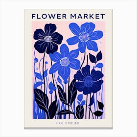 Blue Flower Market Poster Columbine 2 Canvas Print