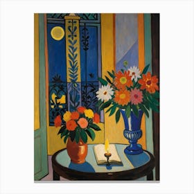 Table With Flowers Style Henri Matisse 2 Canvas Print