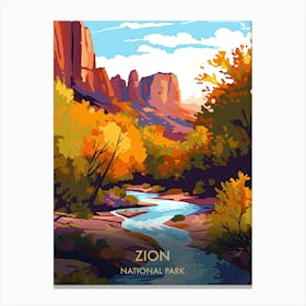 Zion National Park Travel Poster Illustration Style 2 Canvas Print