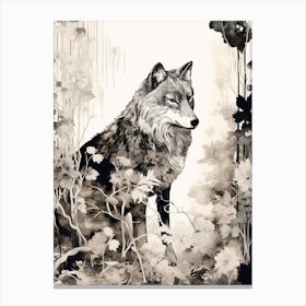 Honshu Wolf Vintage Painting 1 Canvas Print
